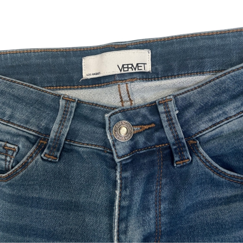 Vervet High Rise Crop Slim Straight Jeans | Medium Blue Wash | Size 25 - Picture 3 of 5
